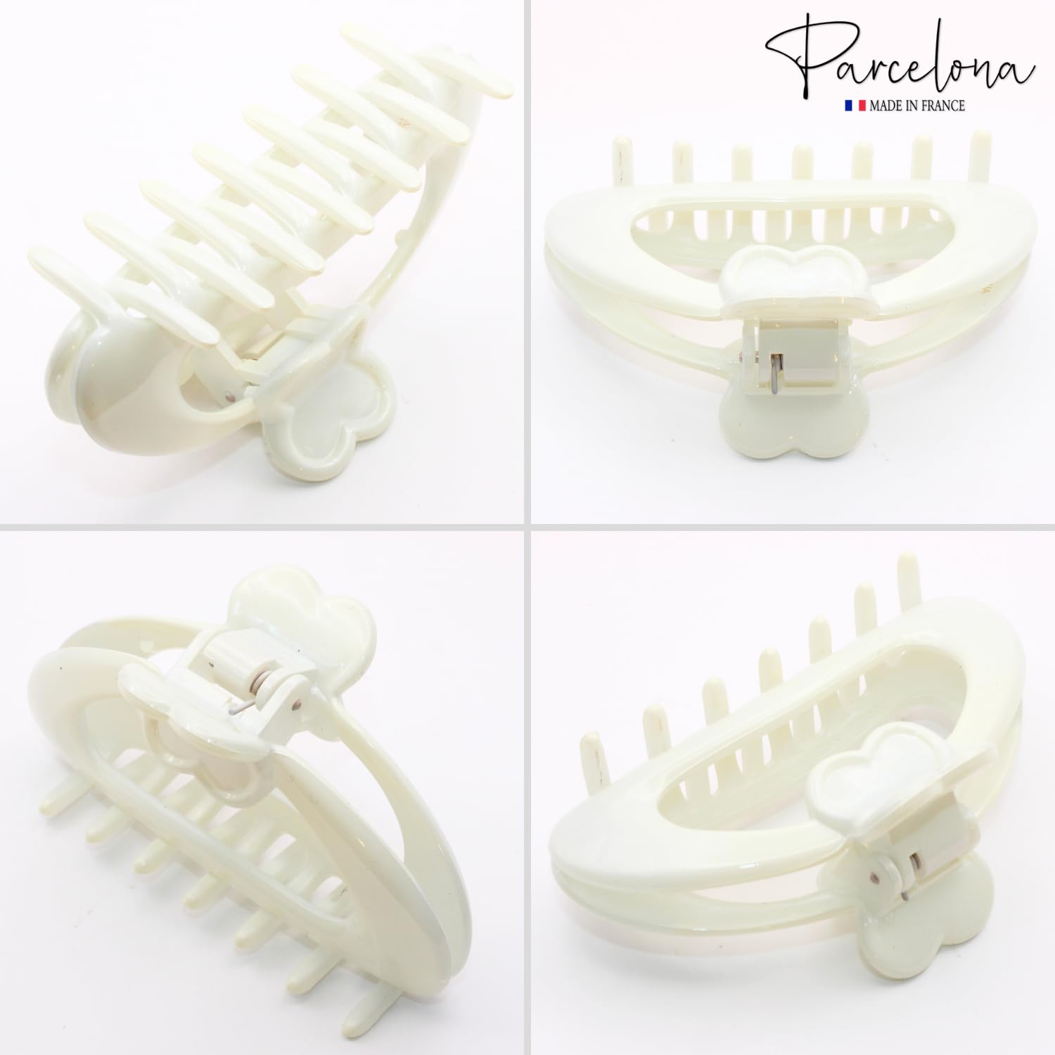 Parcelona French Heart-Shaped Medium Cellulose Hair Claw for Women and Girls