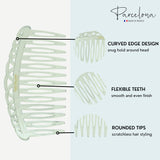 Parcelona French 13 Teeth Crown Small Celluloid Side Hair Combs for Women(2 Pcs)