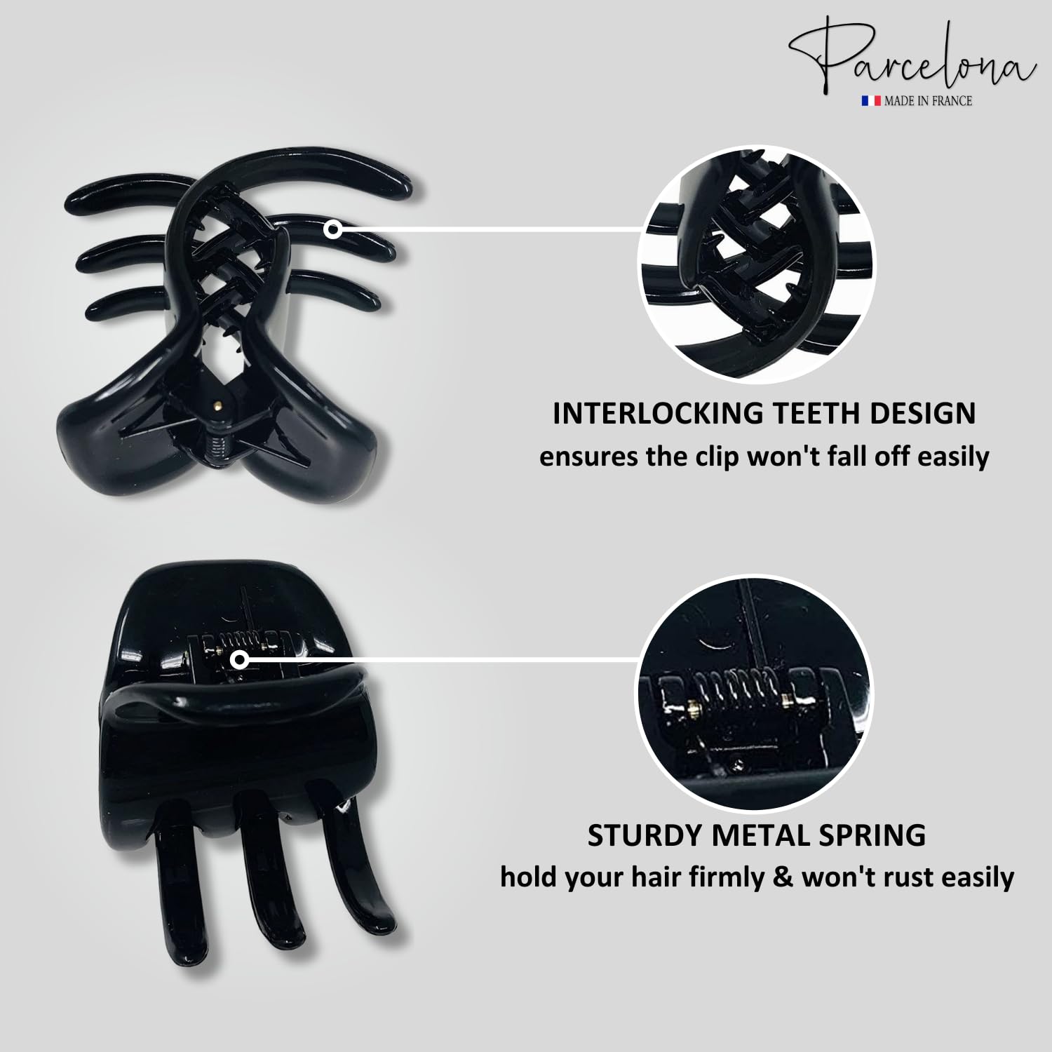 Parcelona French Classic Large Pony Cellulose Jaw Hair Claw for Women and Girls