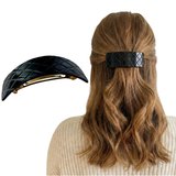 French Amie Wide Quilted Rectangular Barrette 3.5" Handmade Cellulose Acetate Hair Clip