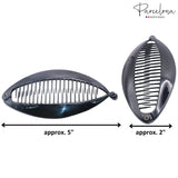 Parcelona French Fat Oval Shell and Black Large 5" Set of 2 Banana Hair Clips