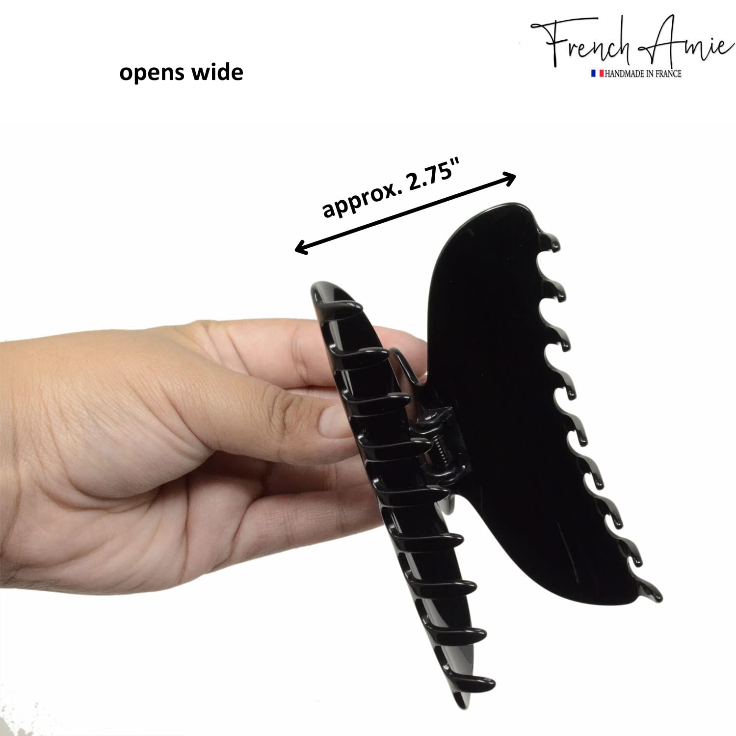 French Amie Thin Oval Large 4 1/4” Handmade Cellulose Acetate Jaw Hair Claw Women