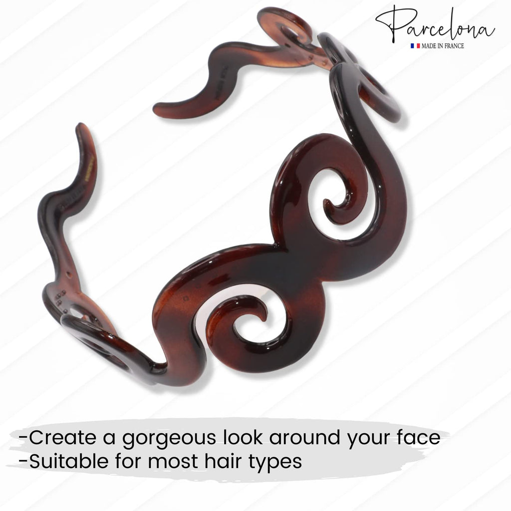 Parcelona French Swirls Wide Light Non-brittle Celluloid Shell Hair