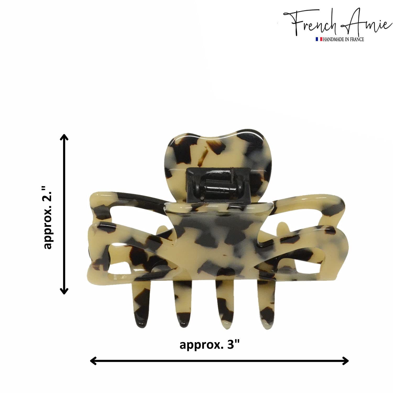 French Amie Classic Butterfly 3" Medium Handmade Cellulose Hair Claw