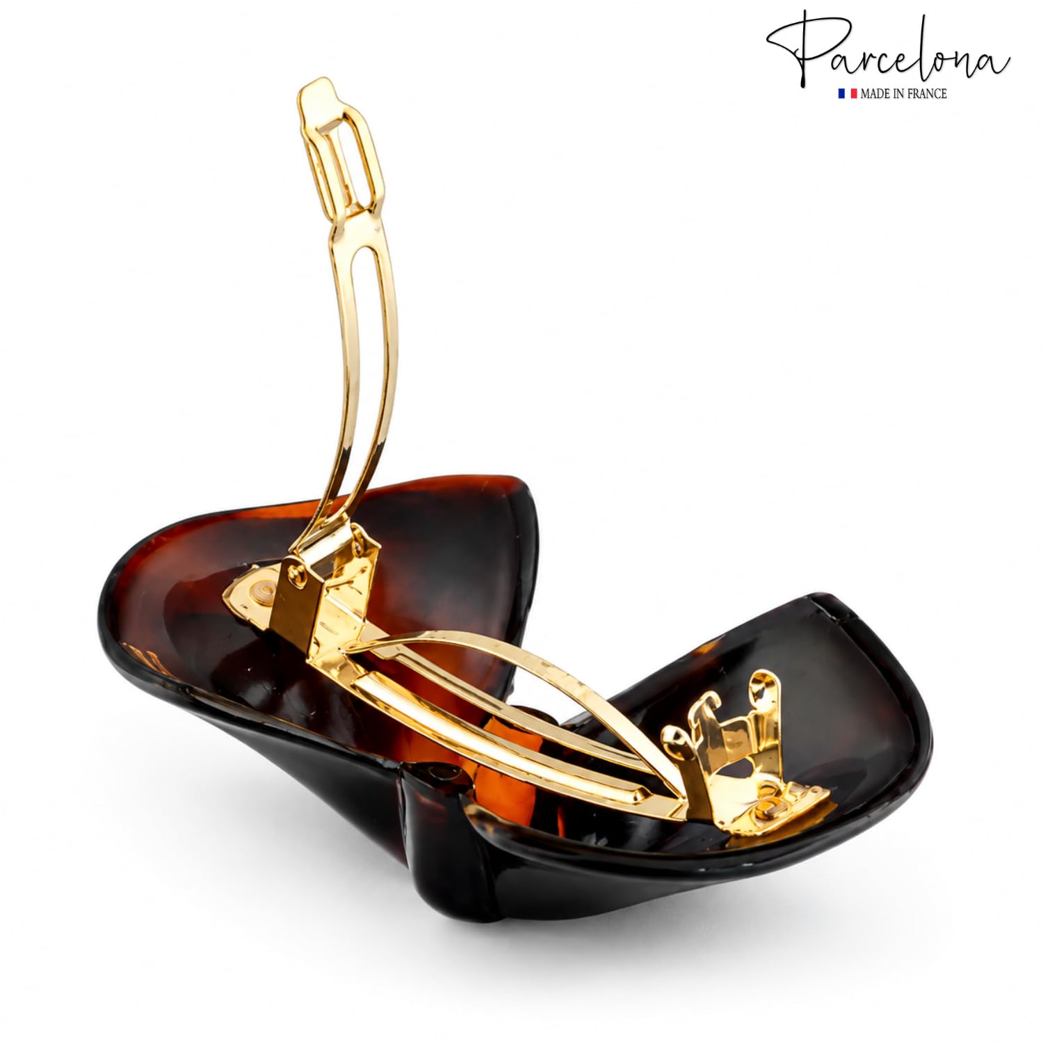 Parcelona French Bow Small 2.25 Inch Tortoise Shell Hair Barrette Set of 2
