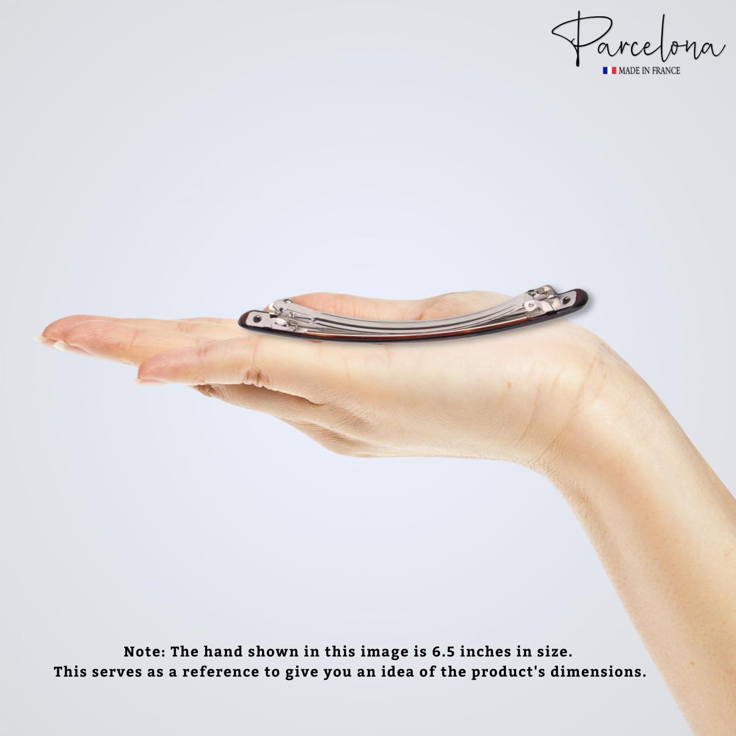 Parcelona French Skinny Rounded Large Cellulose Hair Barrettes for Women(2 Pcs)