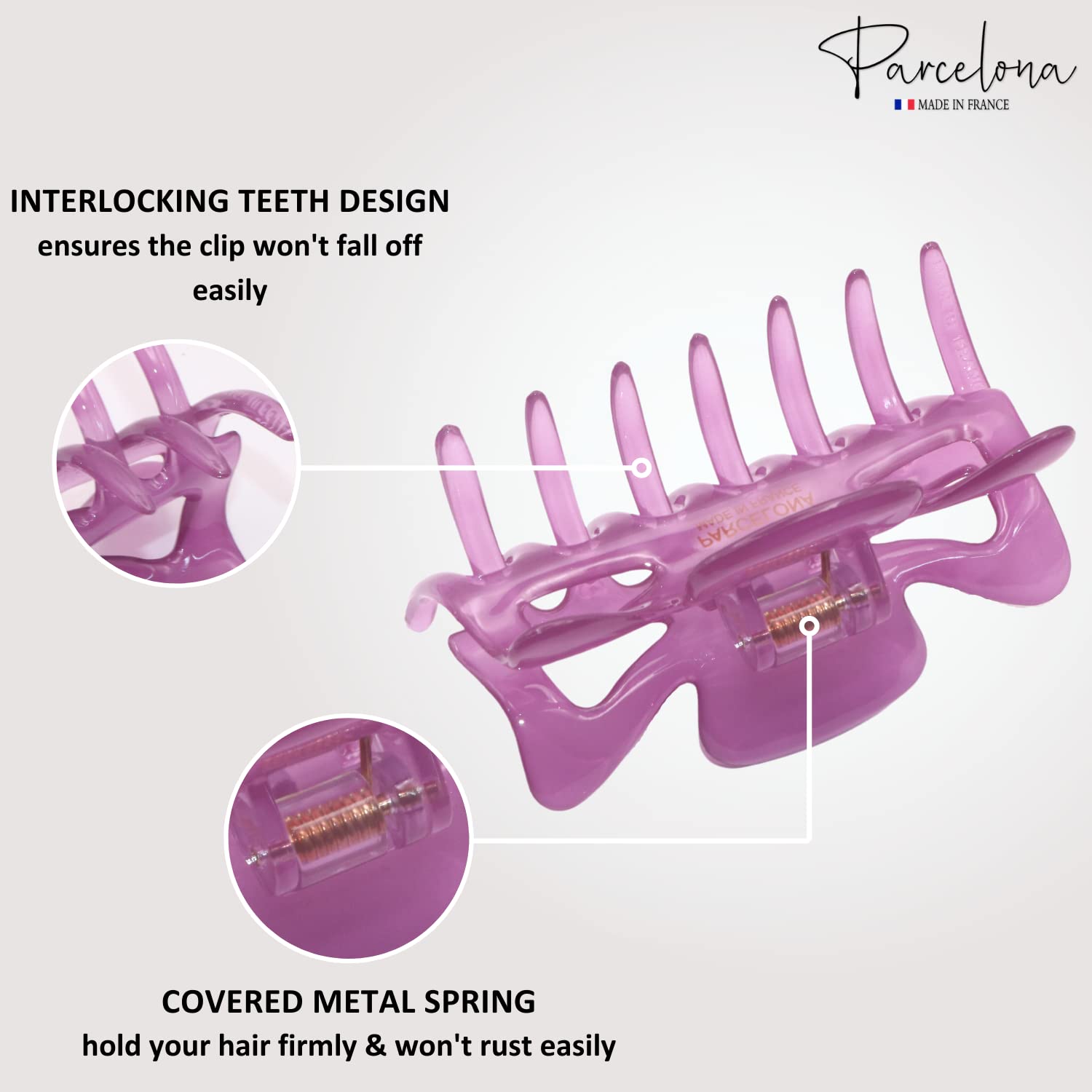Parcelona French Classic 3" Medium Cellulose Covered Spring Hair Claw Clip
