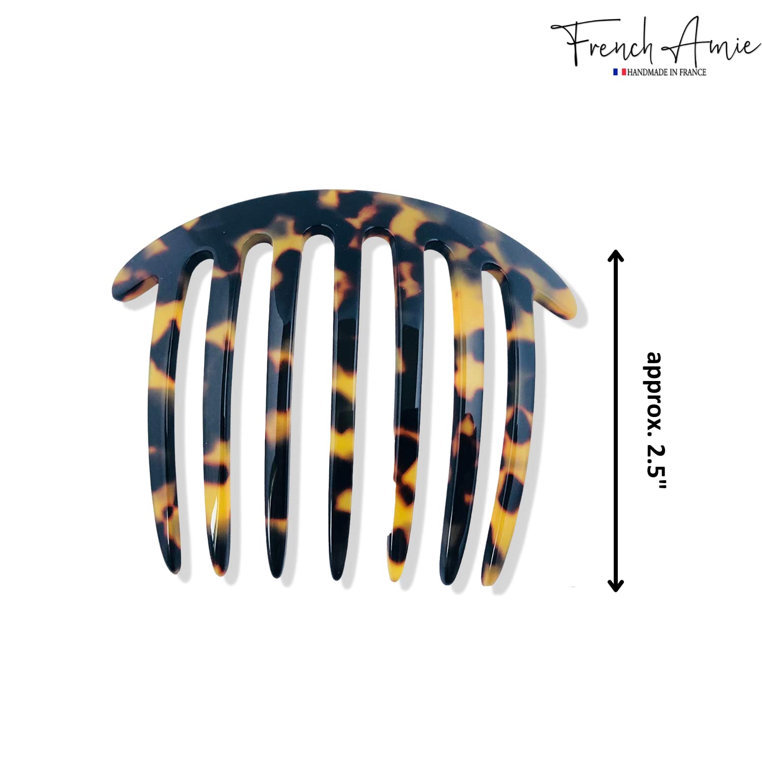 French Amie 7 Teeth Handmade Cellulose Side Hair Comb for Women and Girls