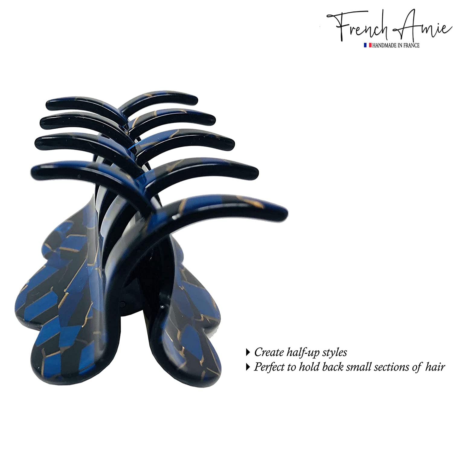 French Amie Crown Wave Small 2.5” Cellulose Handmade Interlocking Hair Claw