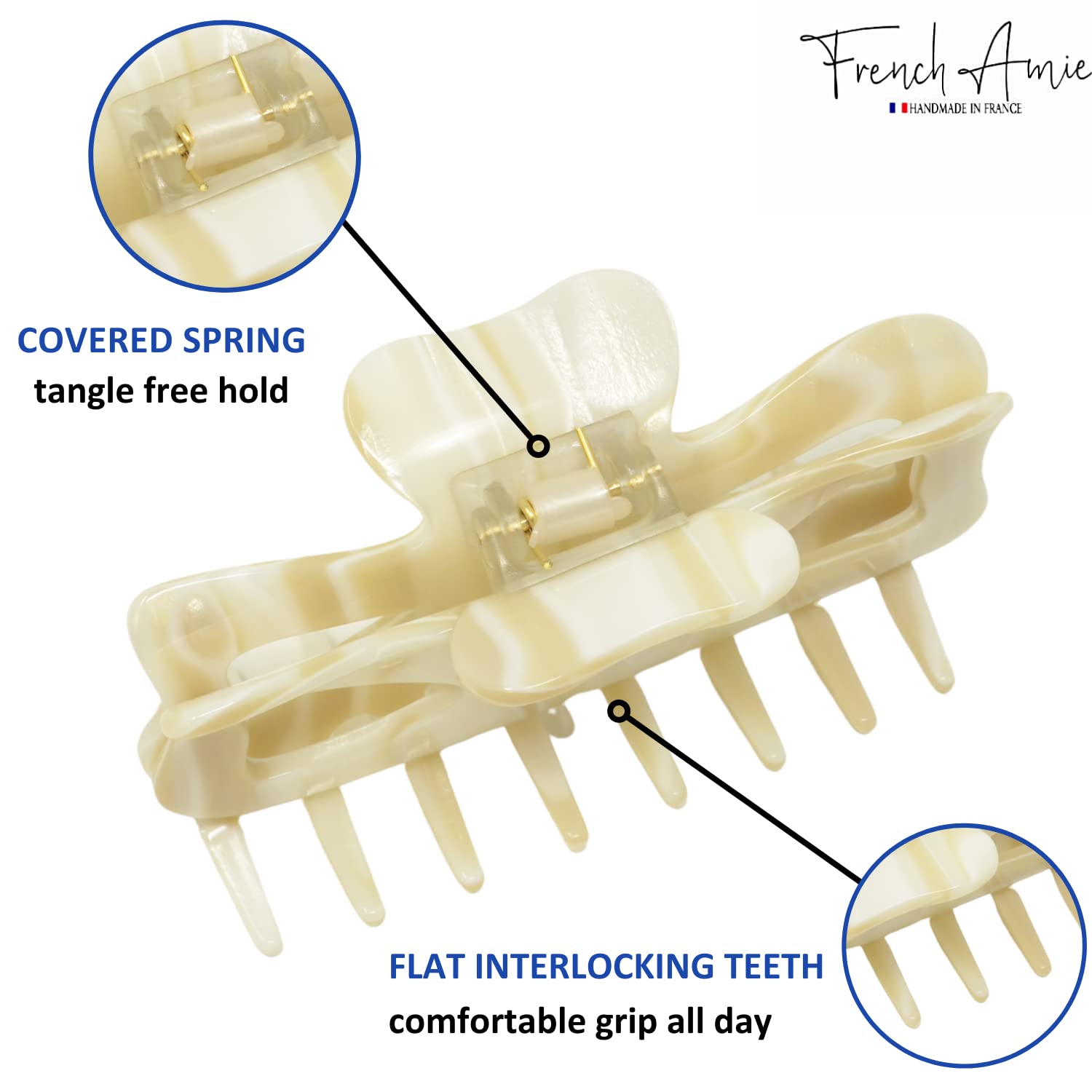 French Amie Large Butterfly 3.5" Handmade Cellulose Acetate Hair Claw for Women