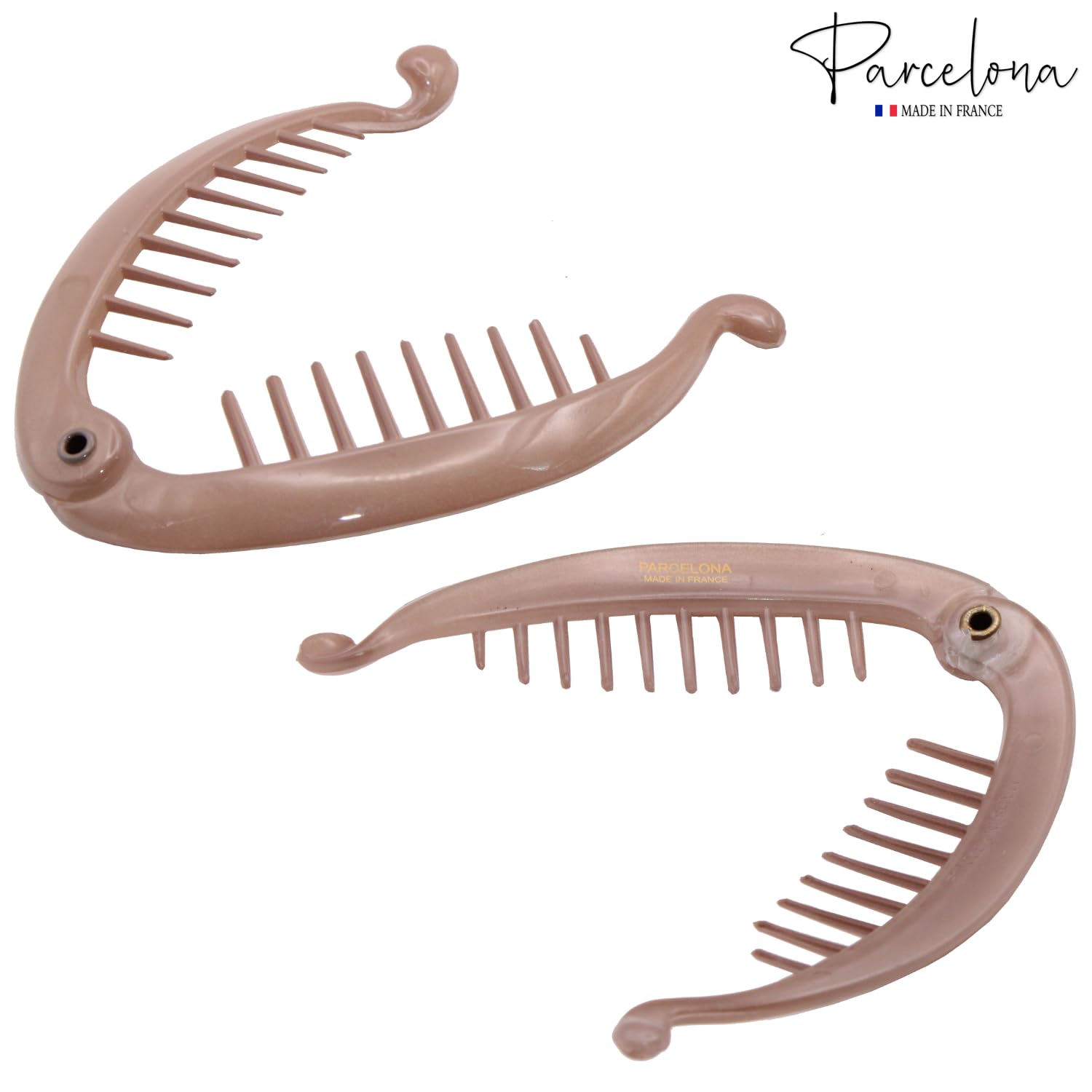 Parcelona French Effortless Mini Small Cellulose Banana Hair Clips(2 Pcs)