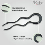 Parcelona French Black 4 Inch Large 2 Pins Wavy Crink U Shaped Hair Pin