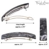 French Amie Oblong 3 1/2" Celluloid Handmade Automatic Hair Barrette for Women