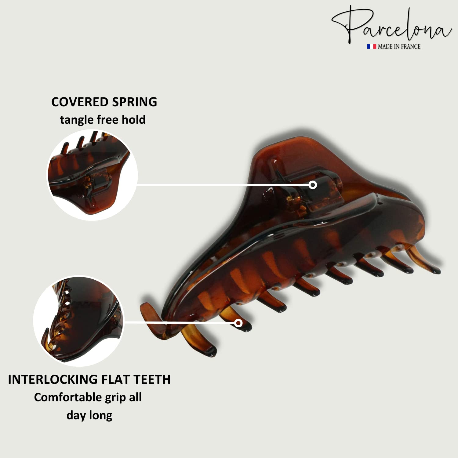 Parcelona French Boss Thin 3 1/2" Medium Cellulose Jaw Hair Claw for Women