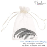 Parcelona French Alice Large Celluloid 12 Teeth Side Hair Combs for Women 2 Pcs