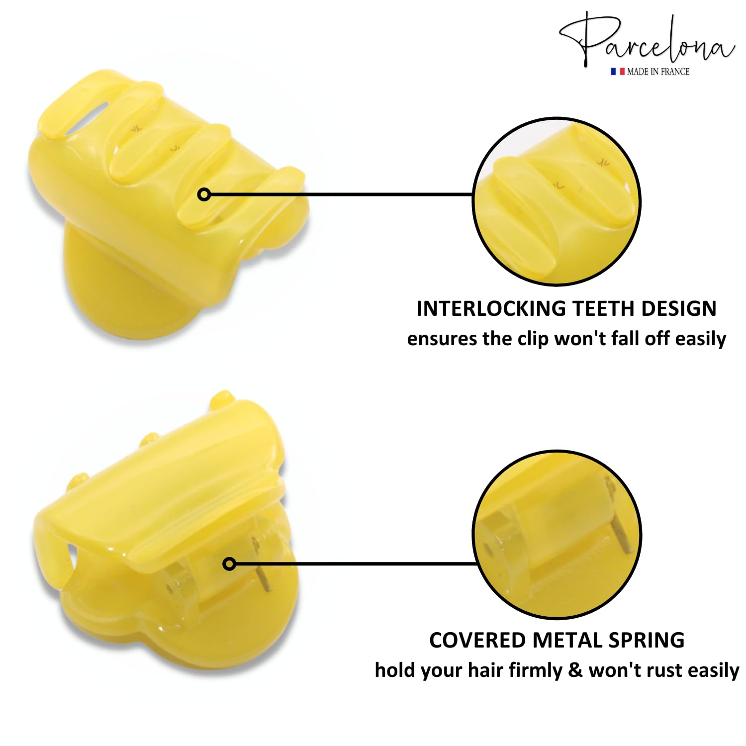 Parcelona French Chic Duo Small 1 1/4" Cellulose Hair Claw for Women and Girls