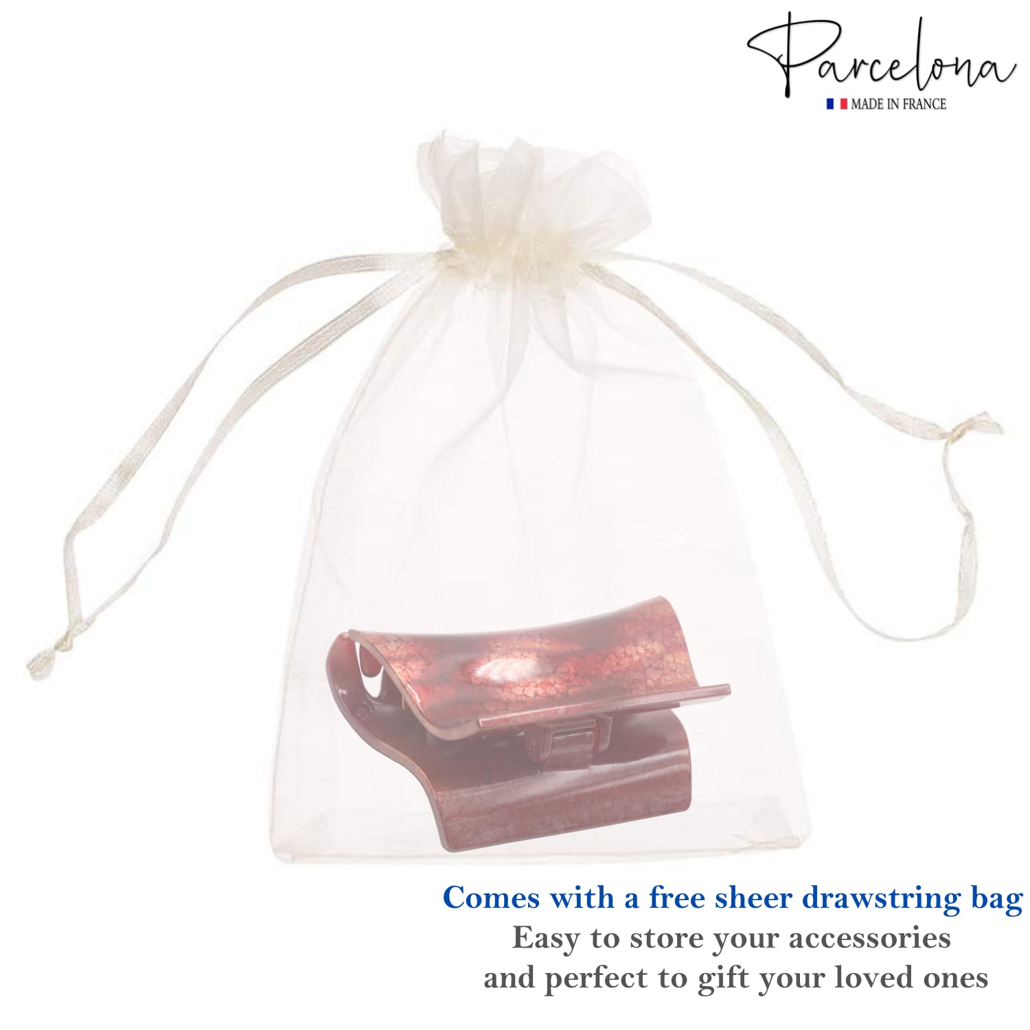 Parcelona French Slide 3" Medium Cellulose Jaw Hair Claw for Women and Girls