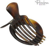 Parcelona French Large Round Shell Hair Side Slider Secure Grip Hinge Claw Clip