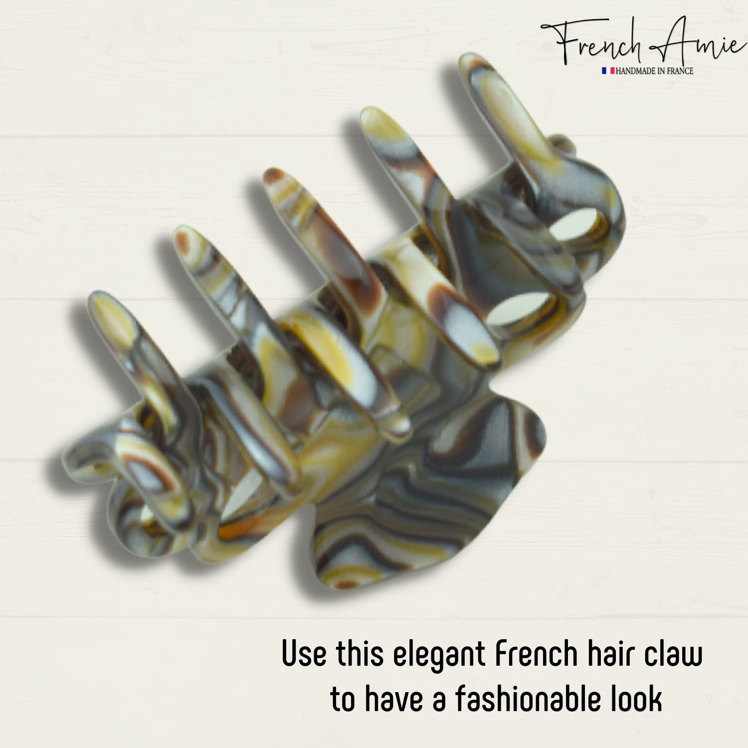 French Amie Orchids Small 2" Handmade Cellulose Flexible Hair Claw Clip