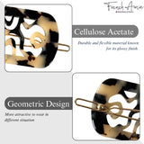 French Amie Swirls 2 ¼” Celluloid Handmade Snap Hair Clips for Women 2 Pcs