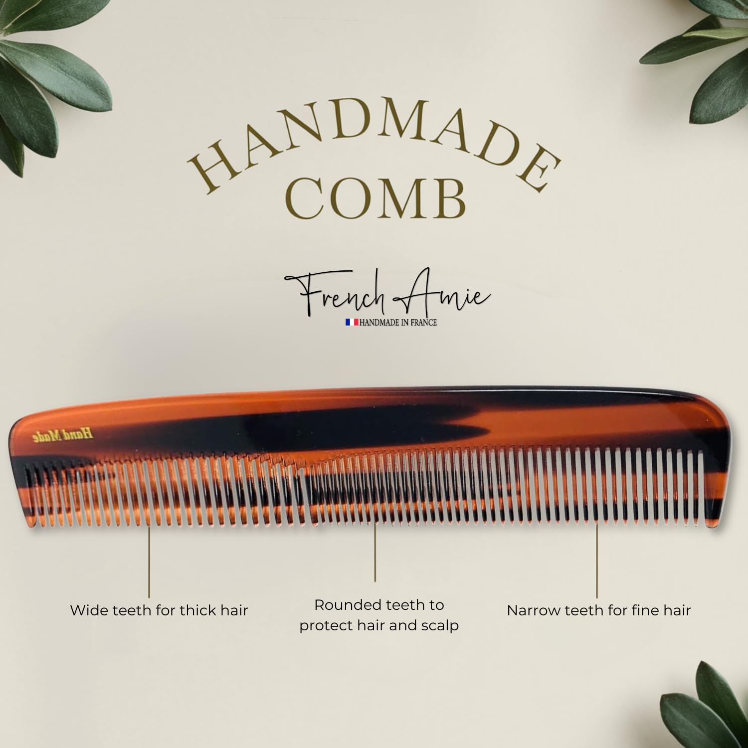 French Amie Sleek Handmade shell 7 Inch Long Cellulose Hair Dressing Combs