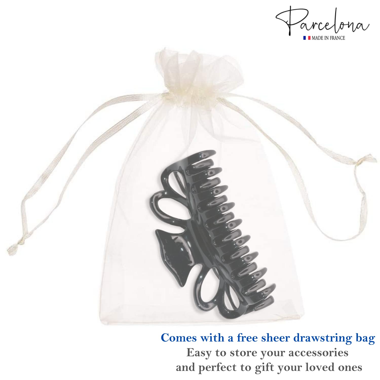 Parcelona French Double Loop Large Shell Claw Clip Clamp Clutcher 4.25 Inches