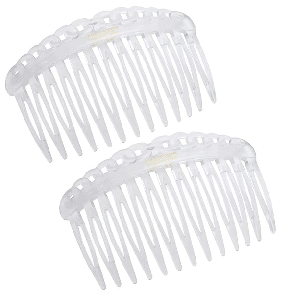 Parcelona French Loop Edge Clear Small 2 3/4" Celluloid Side Hair Combs (2 Pcs)
