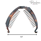 Parcelona French Broad Brown & Black Large 5" set of 2 Hair Clips for Women