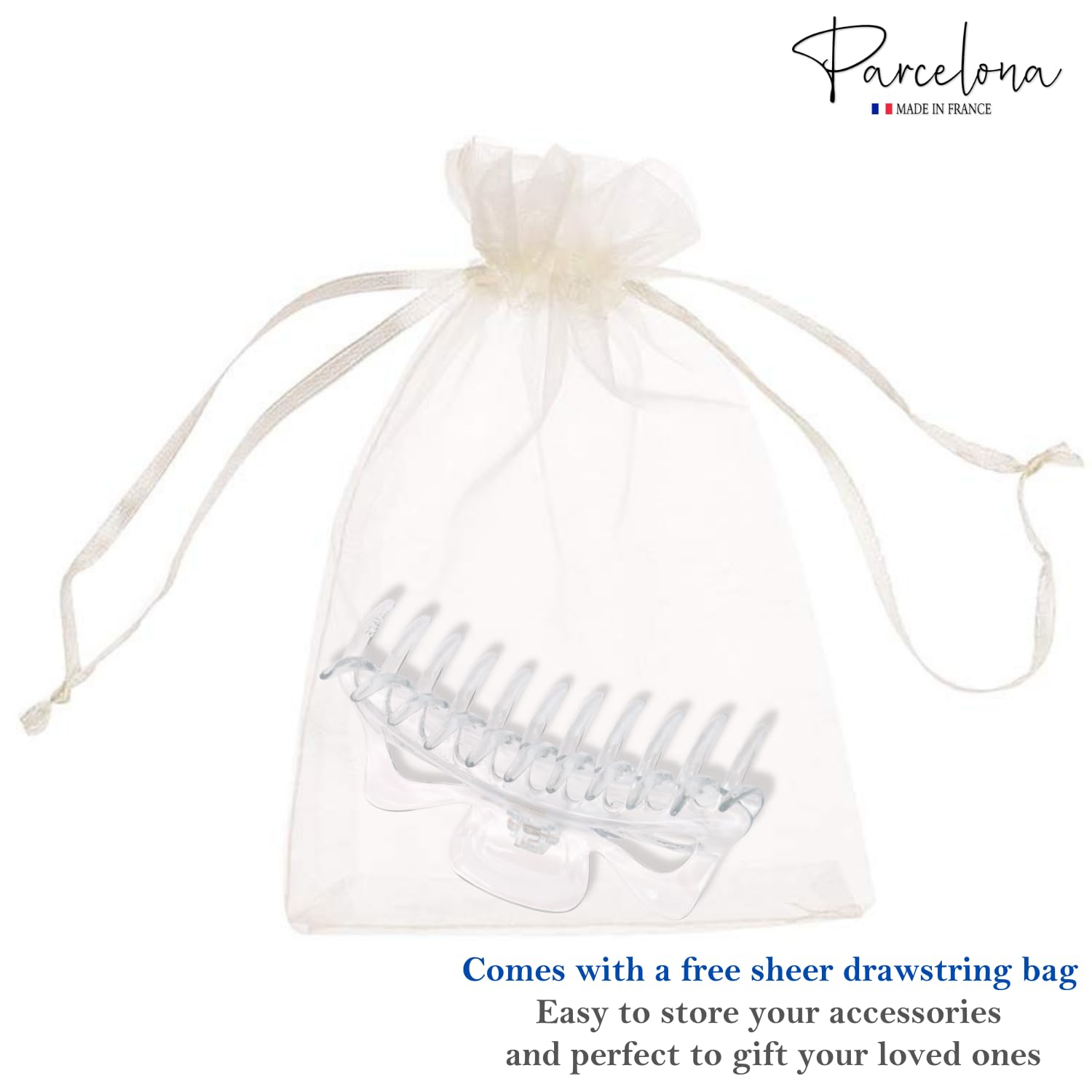 Parcelona French Classic Jumbo Large 5 1/2" Cellulose Hair Claw Clip for Women