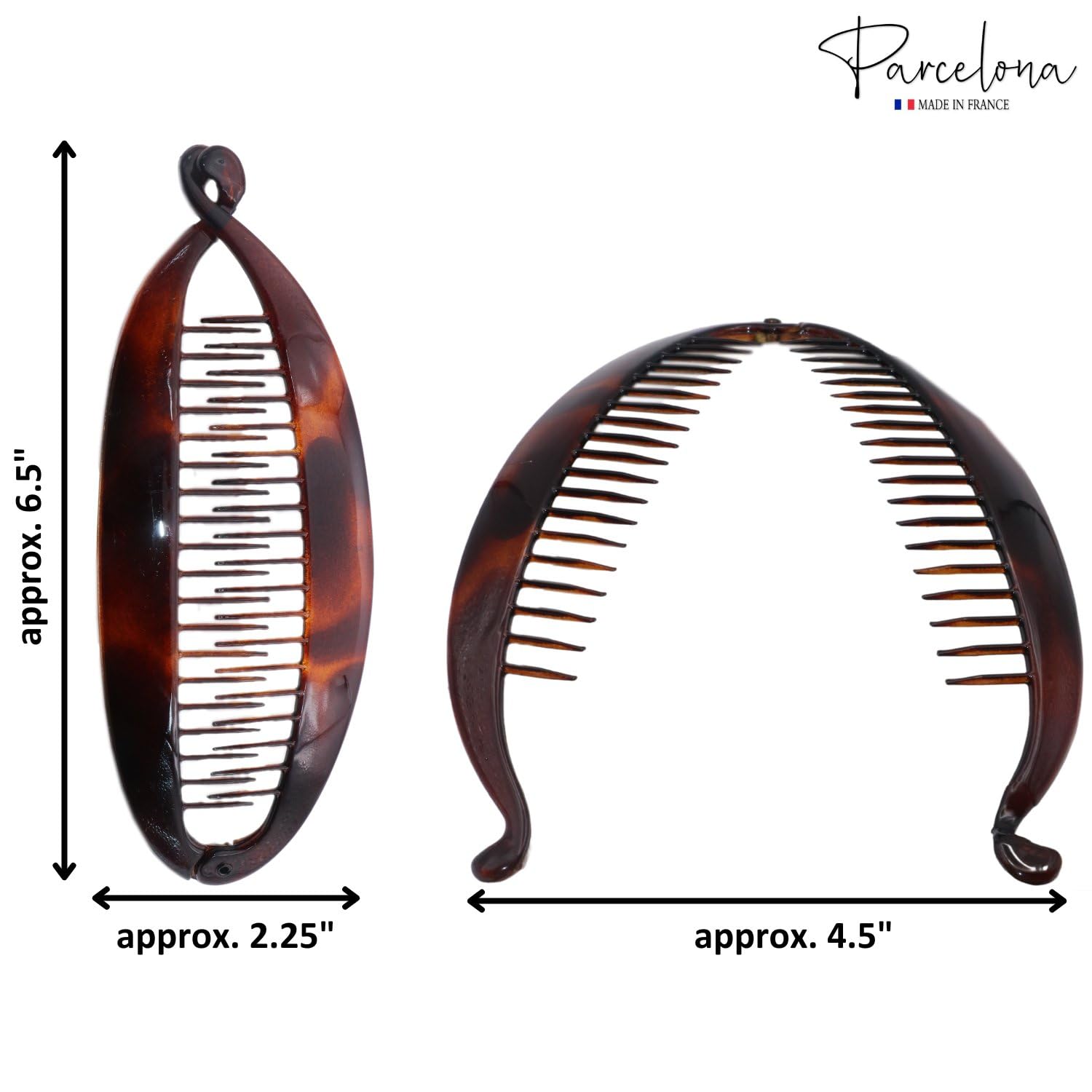 Parcelona French Narrow Large 6 1/2" Shell Cellulose Banana Hair Clip