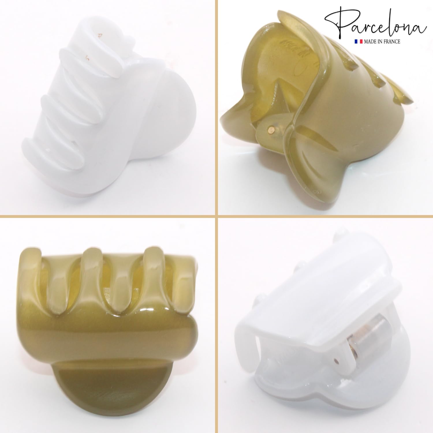 Parcelona French Chic Duo Small 1 1/4" Cellulose Hair Claw for Women and Girls