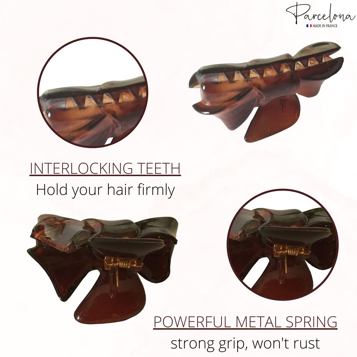 Parcelona French Bow Set of 2 Small Cellulose Shell Jaw Hair Claw Clamp Clutcher