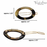 French Amie Oval Hoop Small 1 1/4” Celluloid Handmade Hair Barrette Clips(2 Pcs)