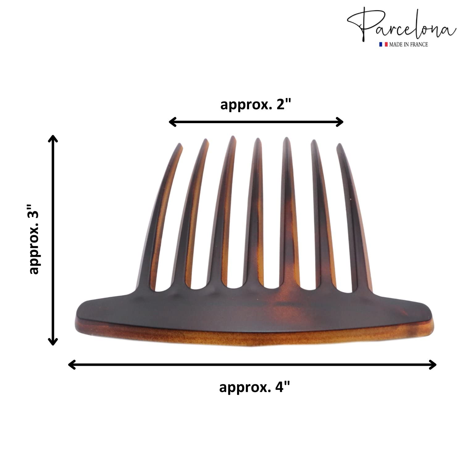 Parcelona French Basic 7 Teeth Large Celluloid Side Hair Combs for Women(2 Pcs)