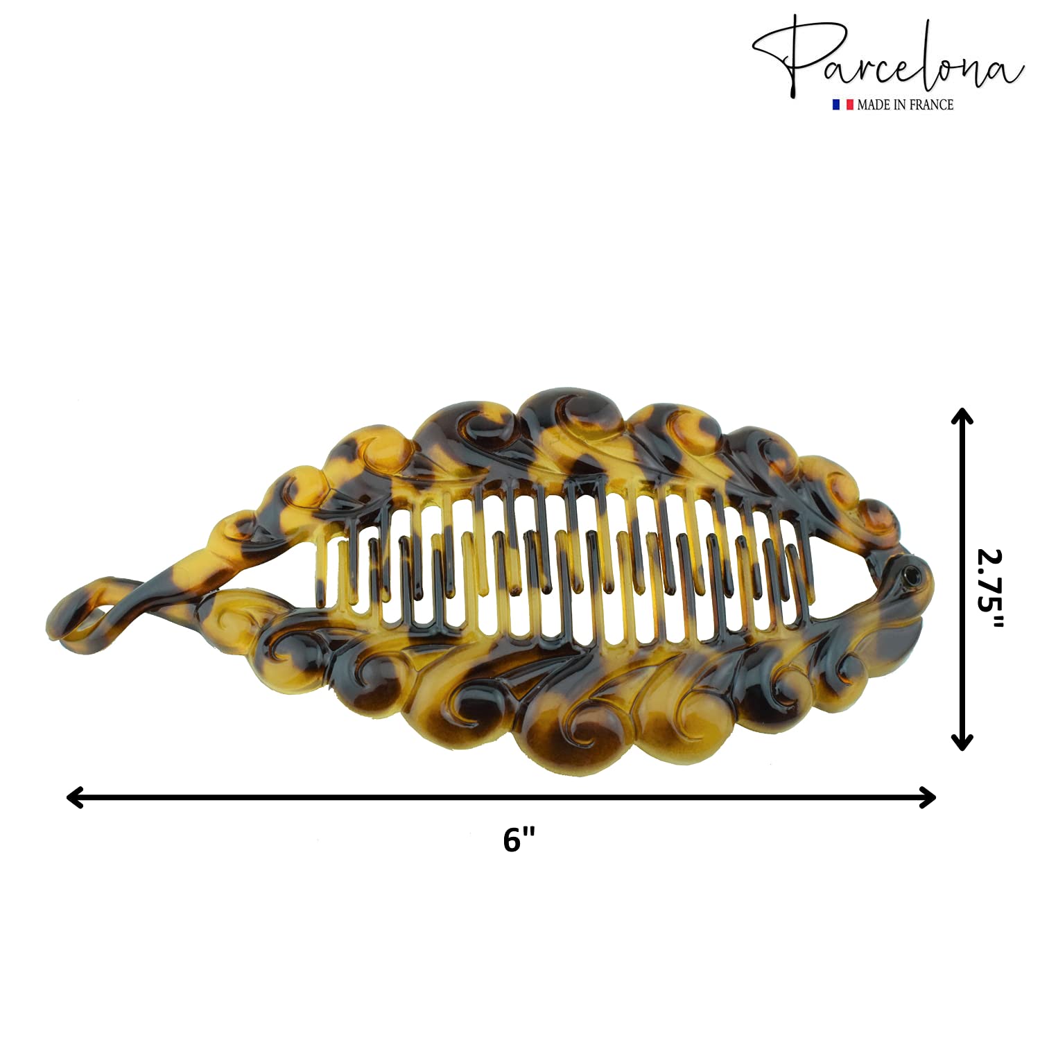 Parcelona French Swirl Fish Large 6" Cellulose Banana Hair Clip for Women