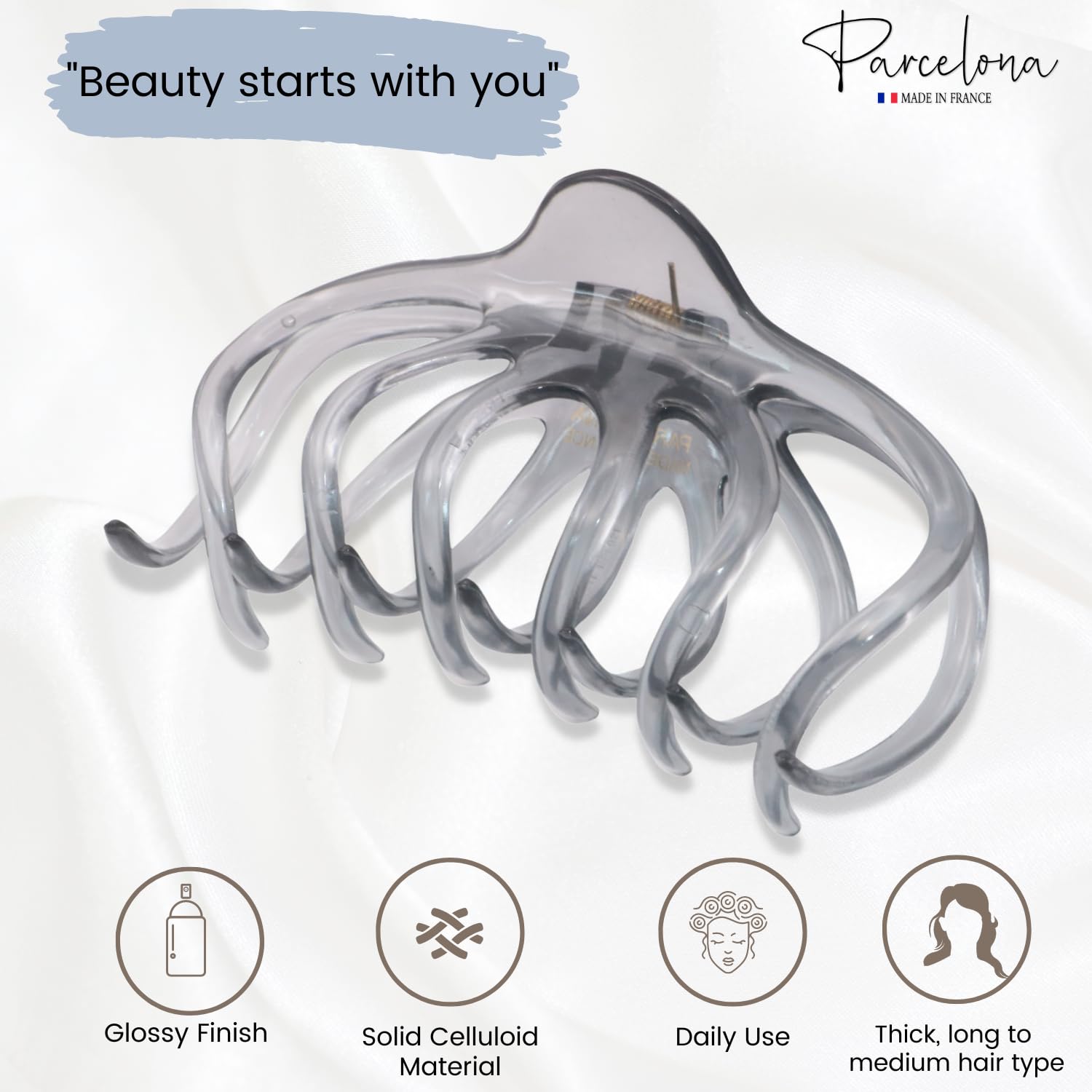 Parcelona French Dendrite Medium Cellulose Jaw Hair Claw for Women and Girls