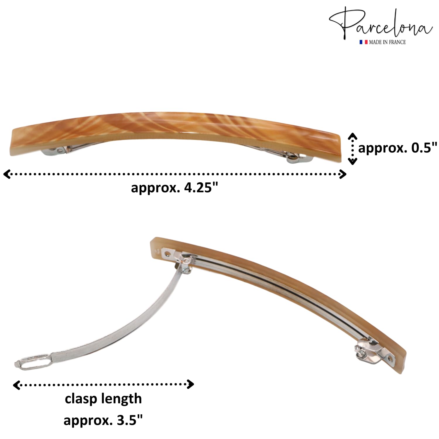 Parcelona French Long and Thin Large Cellulose Hair Barrette for Women and Girls