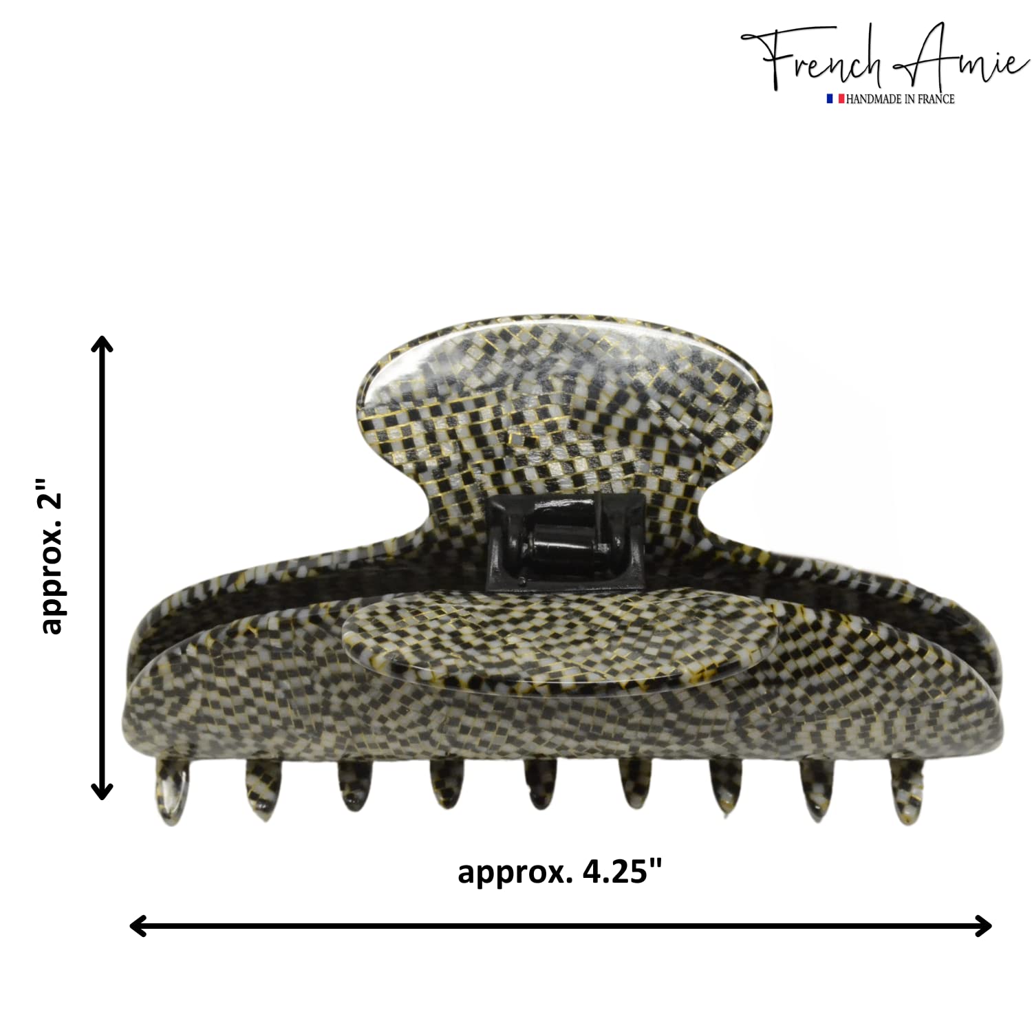 French Amie Thin Oval Large 4 1/4” Handmade Cellulose Acetate Jaw Hair Claw Women