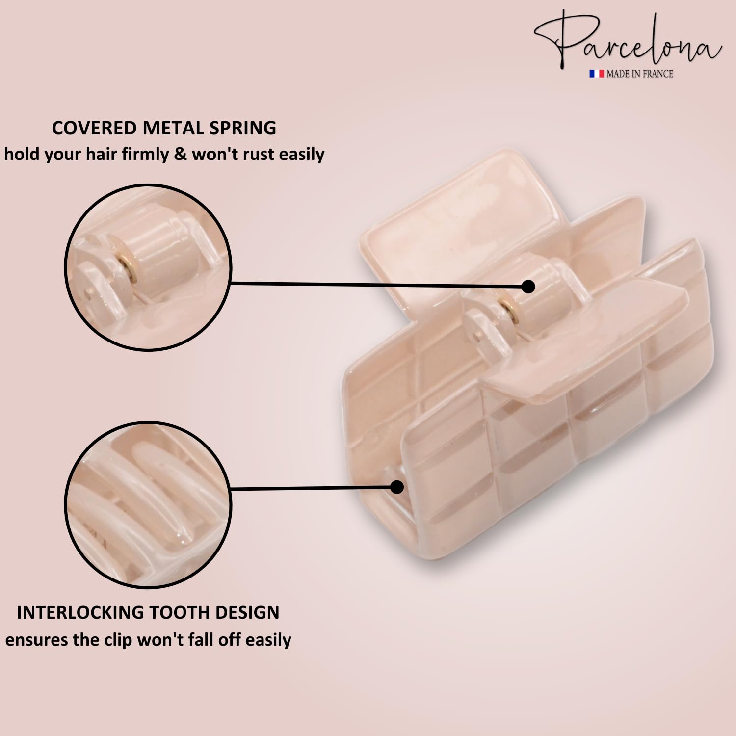Parcelona French Checkered Small Cellulose Jaw Hair Claw Clamps for Women(2 Pcs)