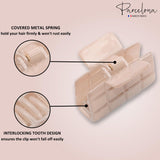 Parcelona French Checkered Small Celluloid Jaw Hair Claw Clamps for Women(2 Pcs)