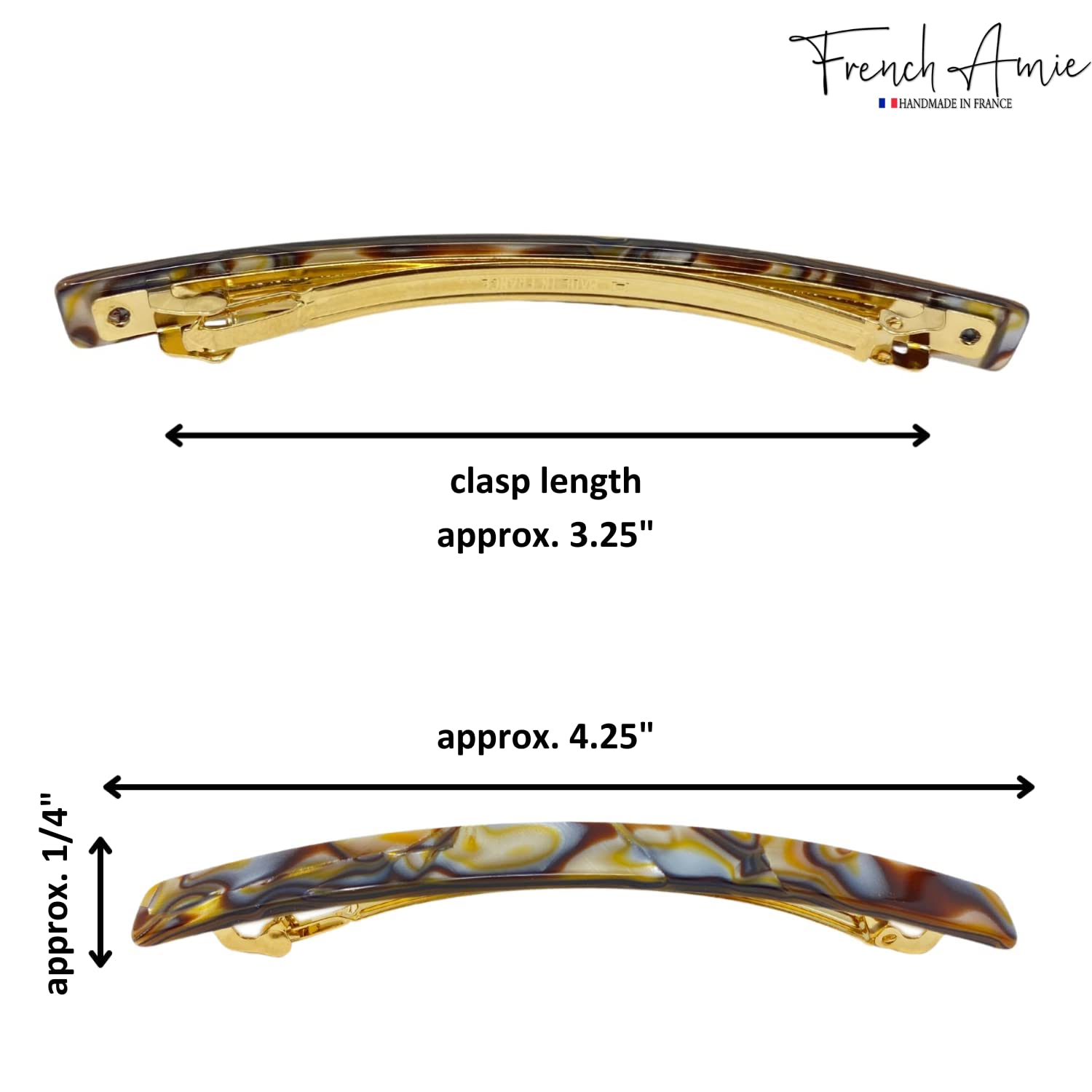 French Amie Long & Skinny Bar Large 4 1/4" Cellulose Acetate Hair Barrette Clip