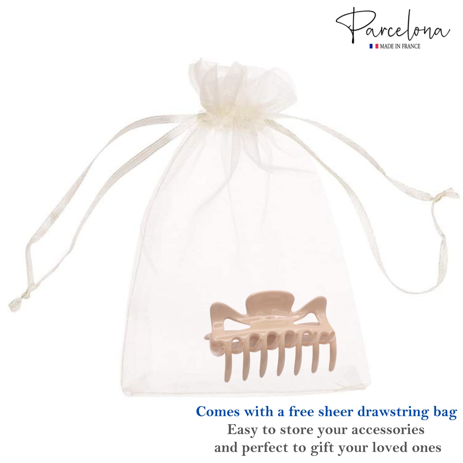 Parcelona French Classic 3" Medium Cellulose Covered Spring Hair Claw Clip
