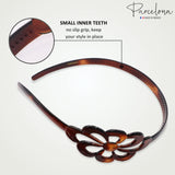 Parcelona French Wide Flower Tortoise Shell Brown Celluloid Acetate Hair