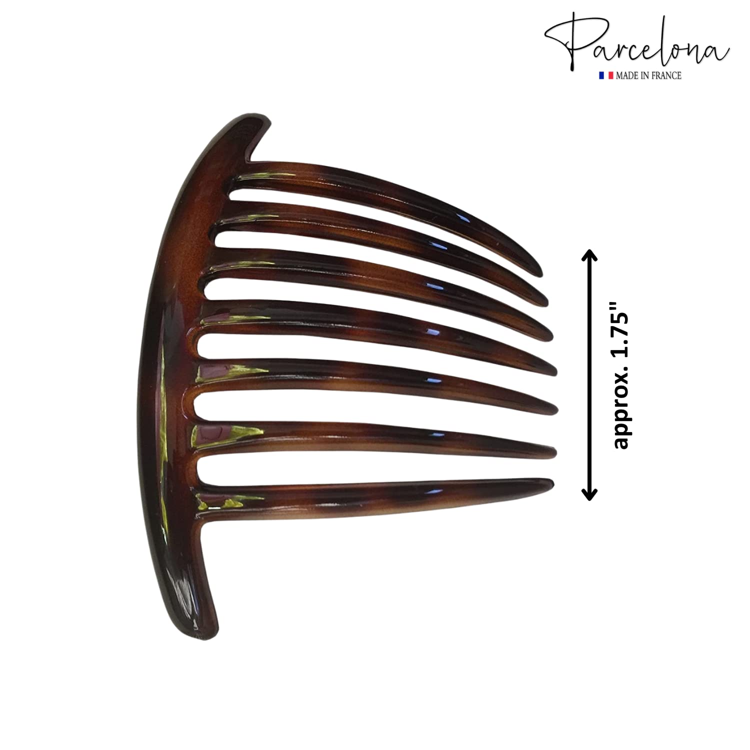 Parcelona French Twist Large Shell 7 Teeth Celluloid Side Hair Combs(3 Pcs)