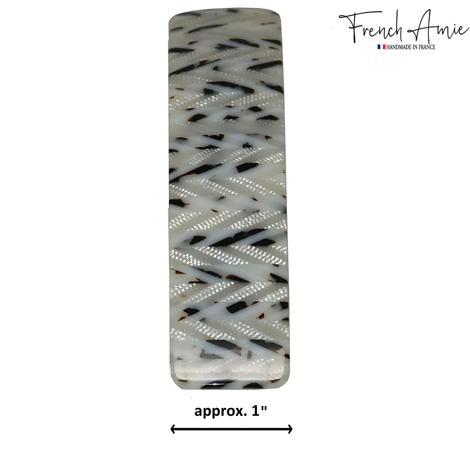 French Amie Long Rectangle Handmade Large Hair Barrette Clip for Women N Girls