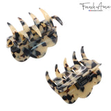French Amie Crown Wave Medium 3” Celluloid Handmade Interlocking Hair Claw