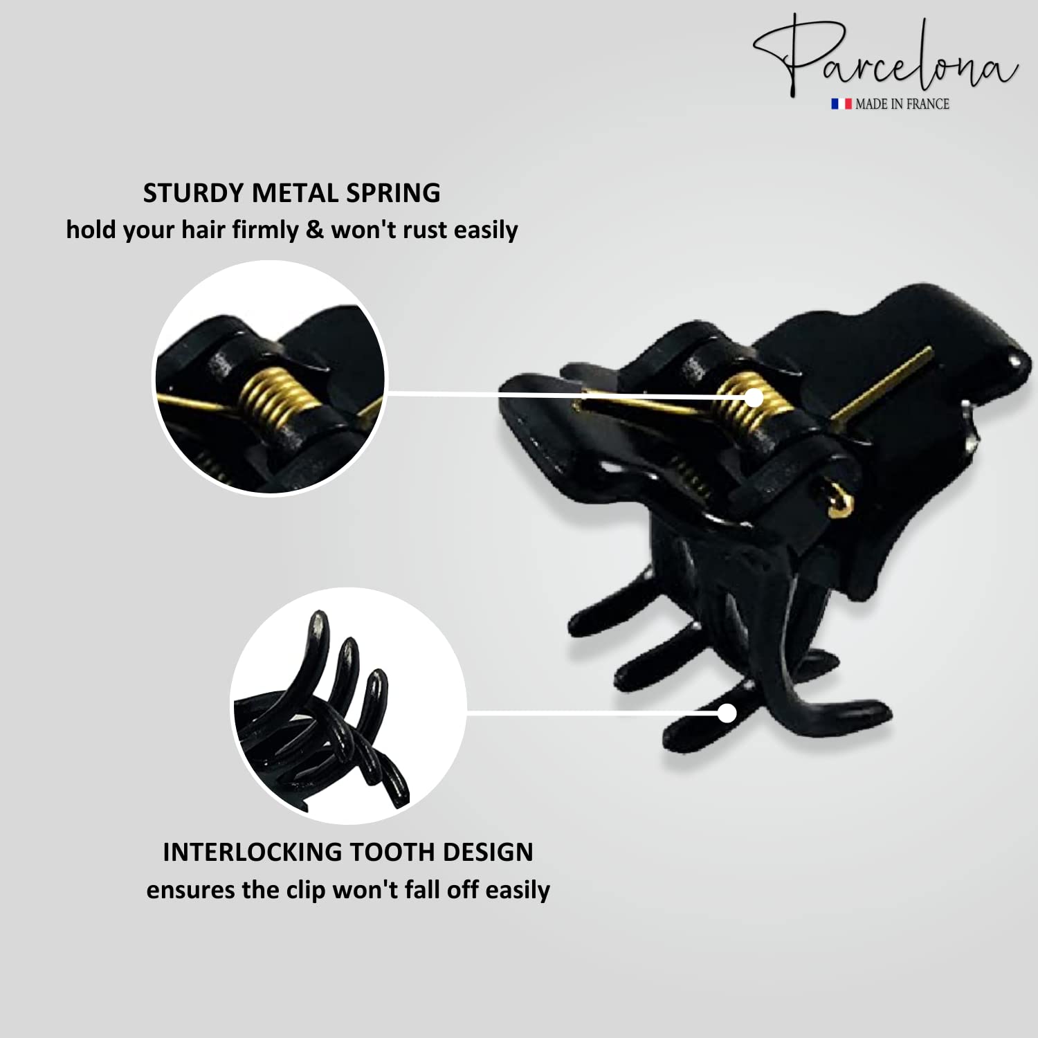 Parcelona French Pinch Mini Shell Black Clear Cellulose Jaw Hair Claw Clips