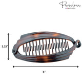 Parcelona French Broad Brown & Black Large 5" set of 2 Hair Clips for Women