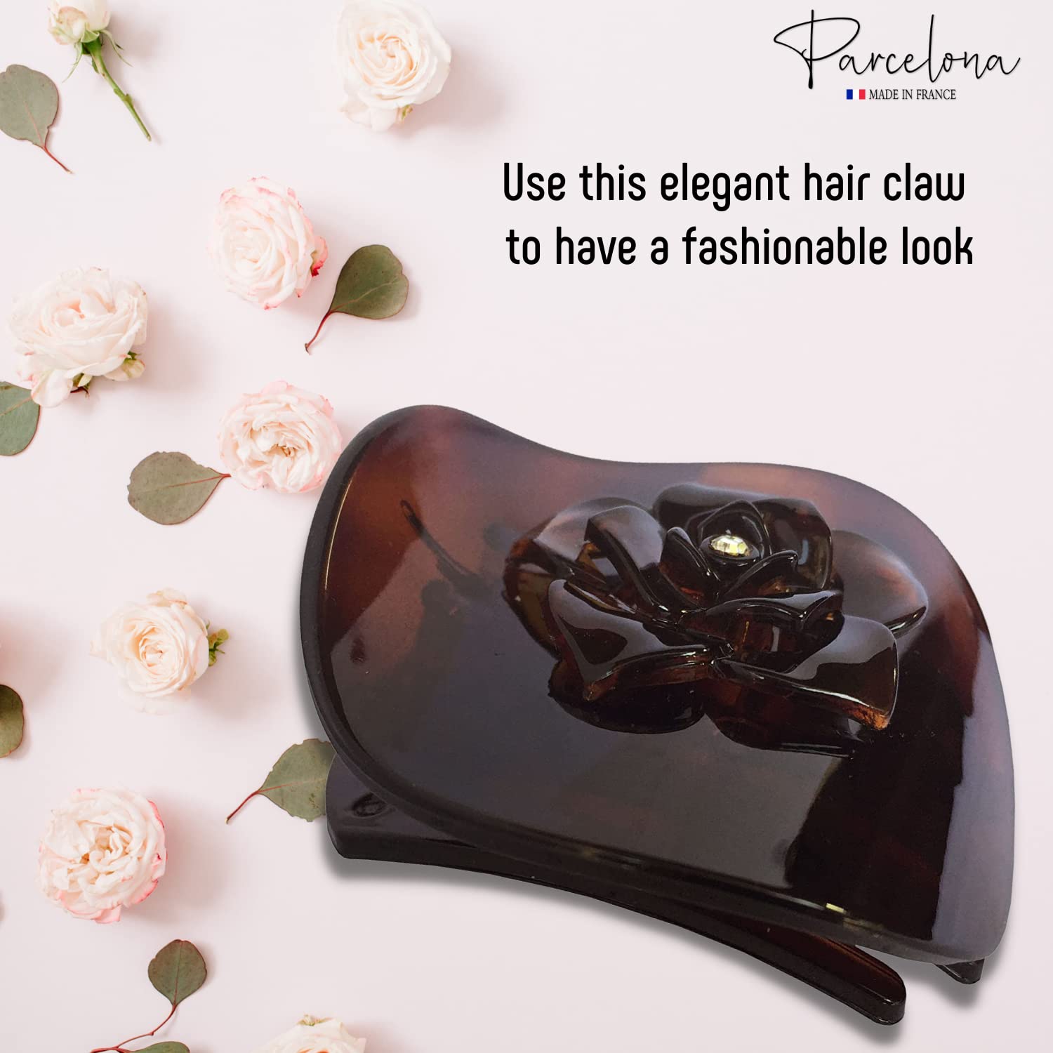 Parcelona French Onde Small 2 3/4" Cellulose Side Slide in Hair Claw for Women