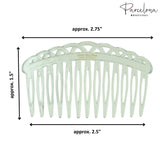 Parcelona French 13 Teeth Crown Small Celluloid Side Hair Combs for Women(2 Pcs)